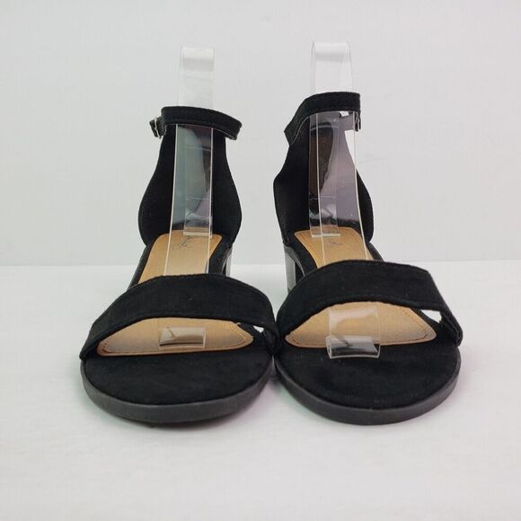 Qupid Alvarez Womens Size 6 Black Ankle Strap Open Toe Block Heeled Sandals - Picture 5 of 10